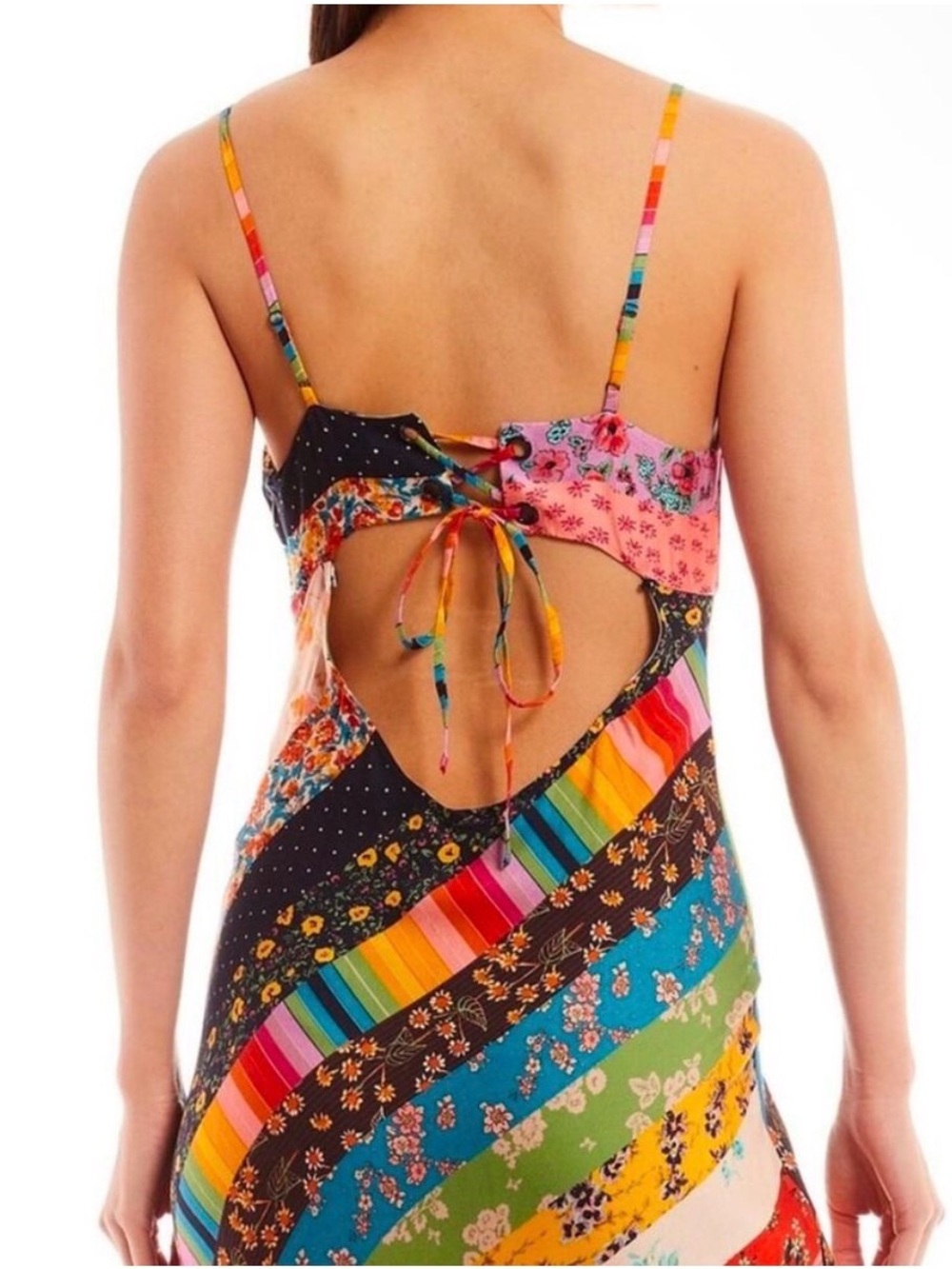 Offer $230 *UNICORN* Free People Patchwork Floral Slip Dress *HARD TO FIND* - Picture 4 of 13